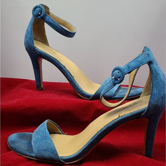 Naturalizer Women's Blue Suede Ankle Strap Adjustable Round Toe Stiletto Sandals - Picture 1 of 14